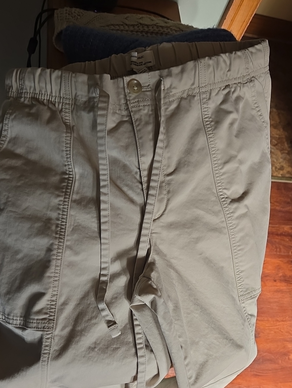 Womens Casual Drawstring Pants - Light Beige